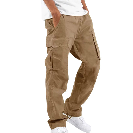 Cargo Pants Men- Solid Casual Multiple Pockets Outdoor Straight Type Fitness Pants Cargo Pants Trousers Khaki